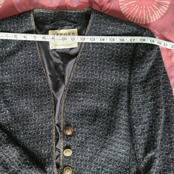 JAEGER UK Black & Gold Tweed Evening Jacket - Picture 4 of 11